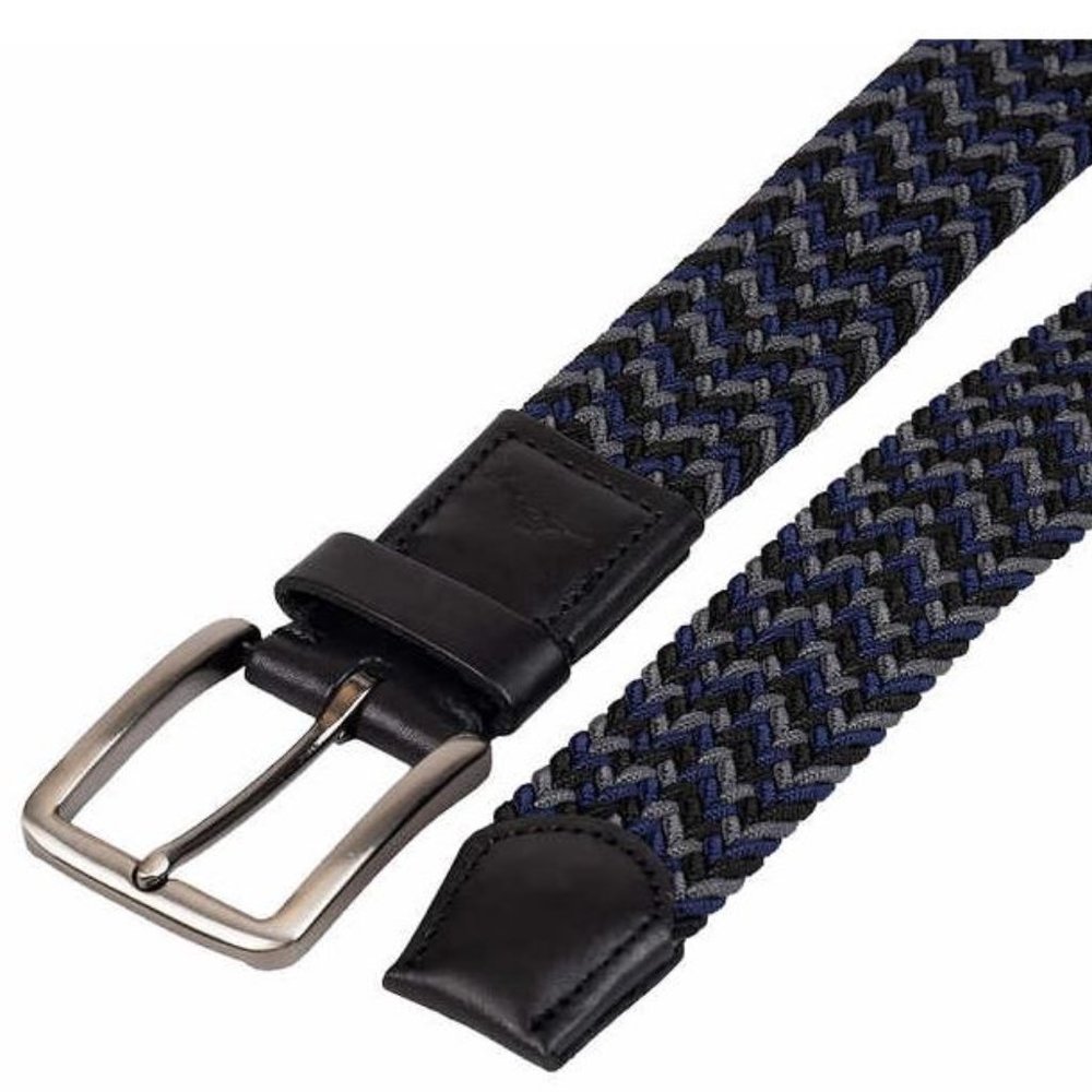 Tommy Bahama Men's Navy Gray and Black with Stretch Braided Belt Size L/XL
